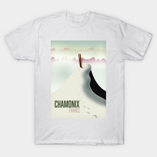 Chamonix france ski travel poster. T-Shirt by nickemporium1